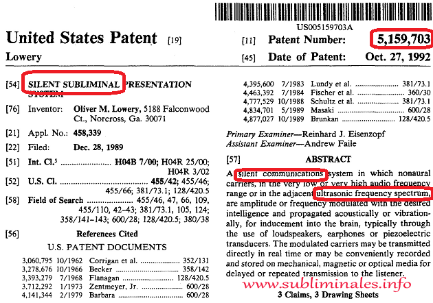 Patente Mensajes Subliminales Silenciosos